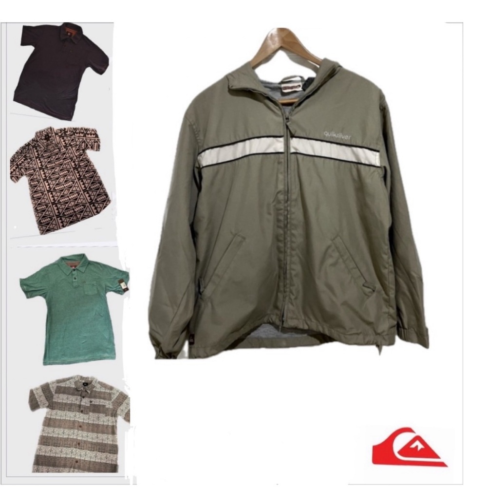 Quiksilver bundle Boys – Surf Tees/Polos (L), & Jacket (M) – 1 NWT 4 EUC